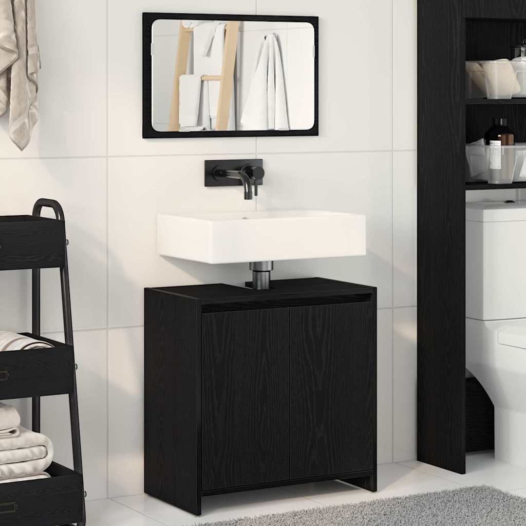 Gabinete de Baño con almacenamiento Roble Negro 60 x 33 x 60 cm