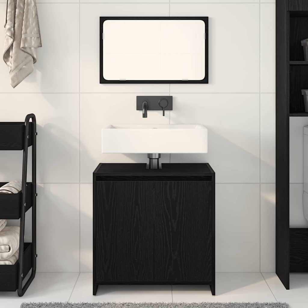 Gabinete de Baño con almacenamiento Roble Negro 60 x 33 x 60 cm