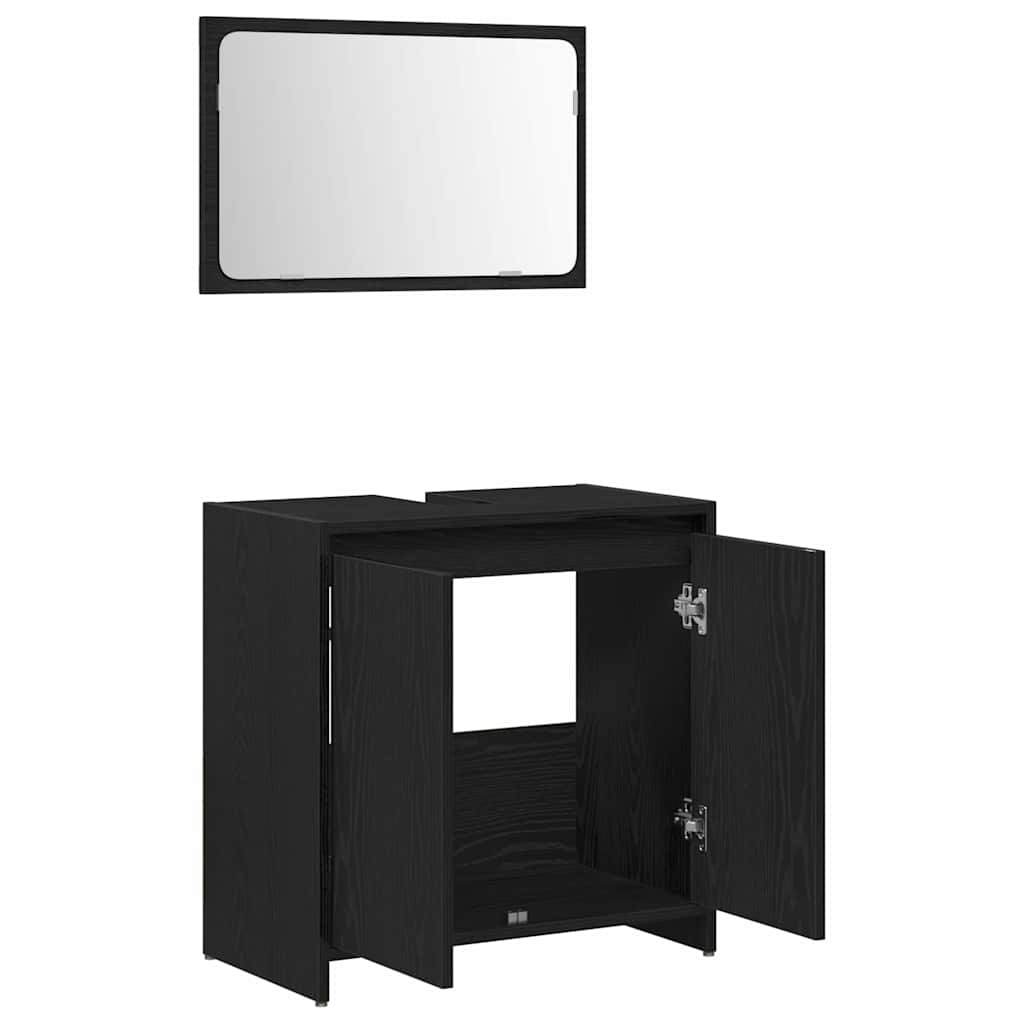 Gabinete de Baño con almacenamiento Roble Negro 60 x 33 x 60 cm