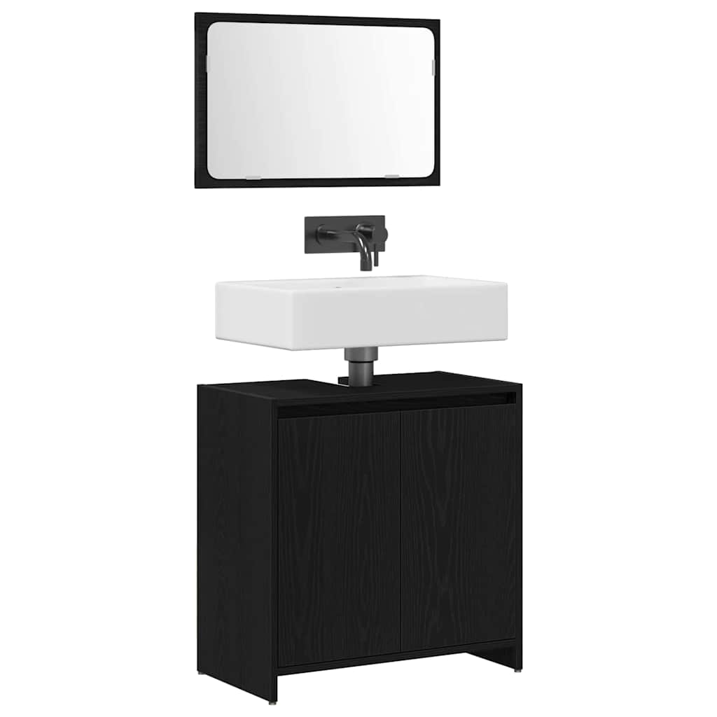 Gabinete de Baño con almacenamiento Roble Negro 60 x 33 x 60 cm