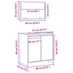 Gabinete de Baño con almacenamiento Roble Negro 60 x 33 x 60 cm