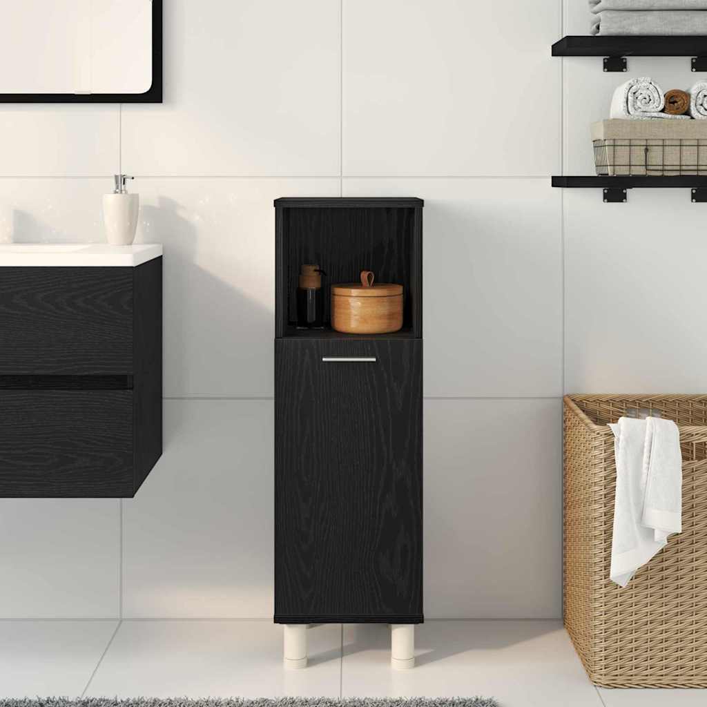Gabinete de Baño con almacenamiento Roble Negro 30 x 30 x 95 cm