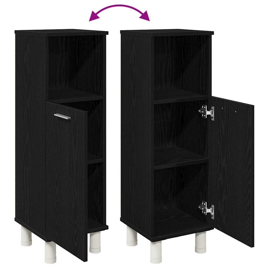 Gabinete de Baño con almacenamiento Roble Negro 30 x 30 x 95 cm