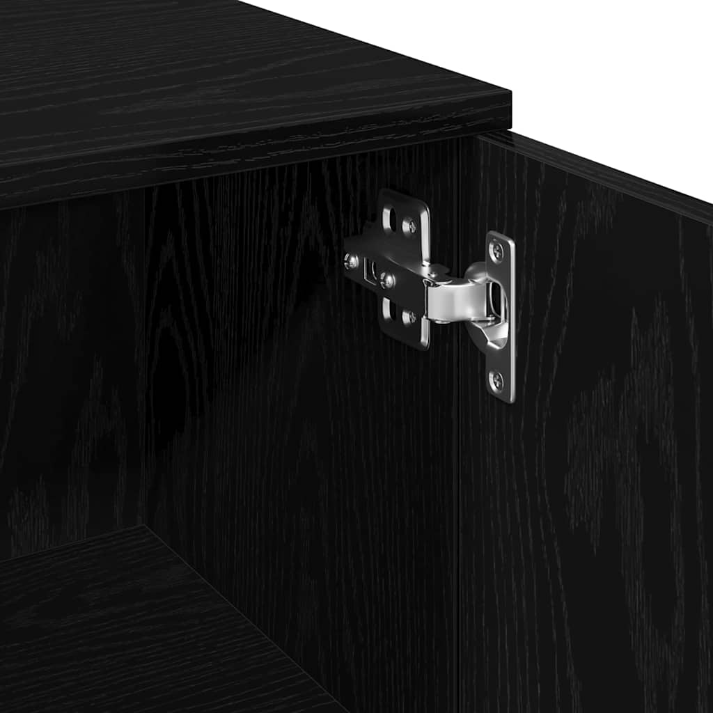 Gabinete de Baño con estante Roble Negro 30 x 30 x 179 cm