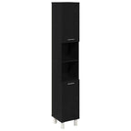 Gabinete de Baño con estante Roble Negro 30 x 30 x 179 cm