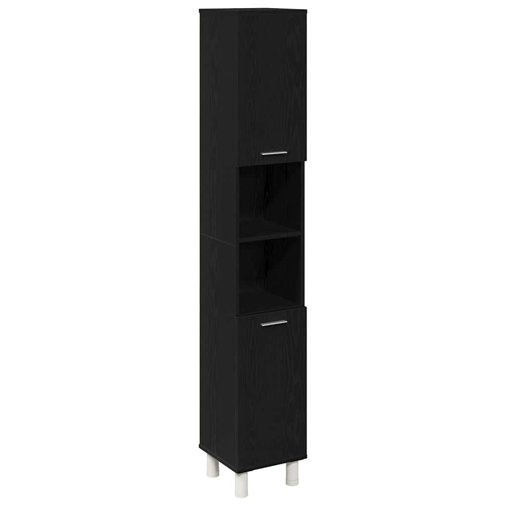 Gabinete de Baño con estante Roble Negro 30 x 30 x 179 cm