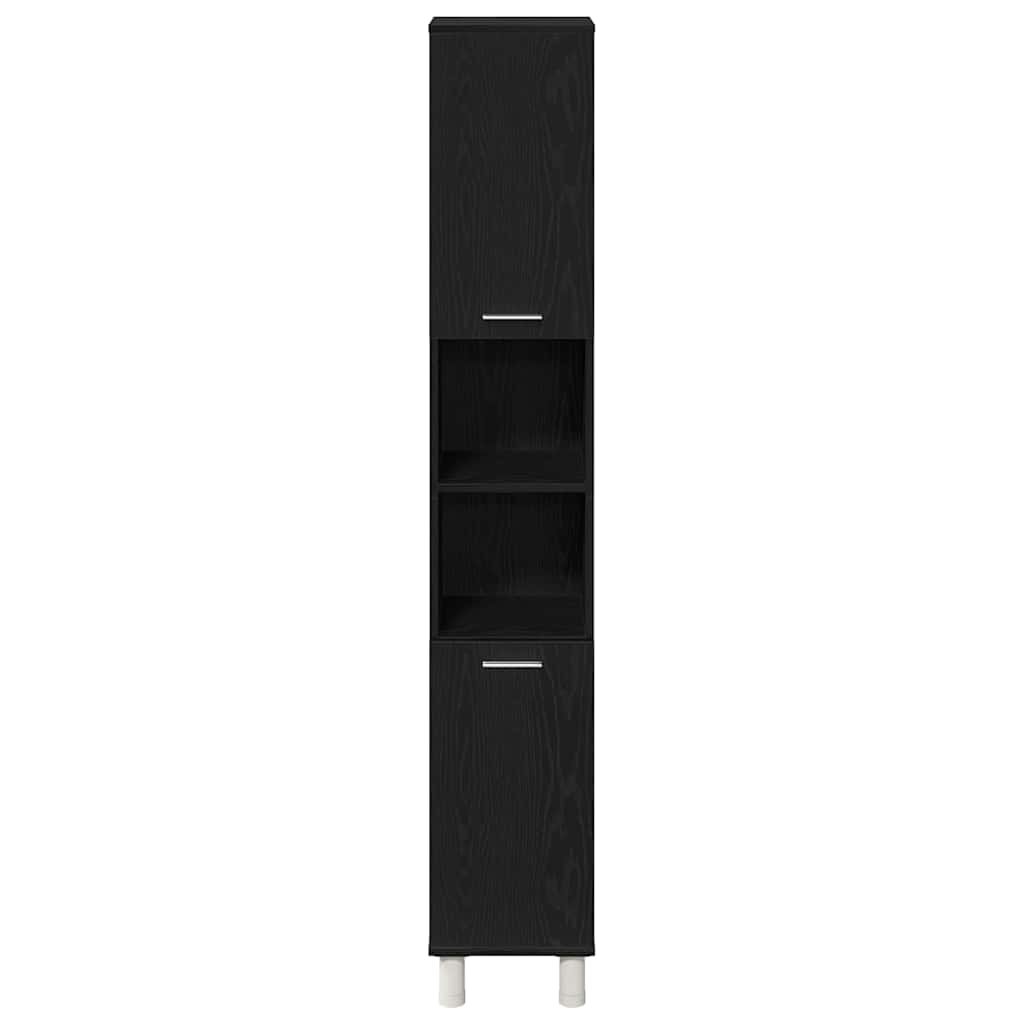 Gabinete de Baño con estante Roble Negro 30 x 30 x 179 cm