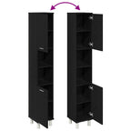 Gabinete de Baño con estante Roble Negro 30 x 30 x 179 cm