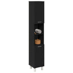 Gabinete de Baño con estante Roble Negro 30 x 30 x 179 cm