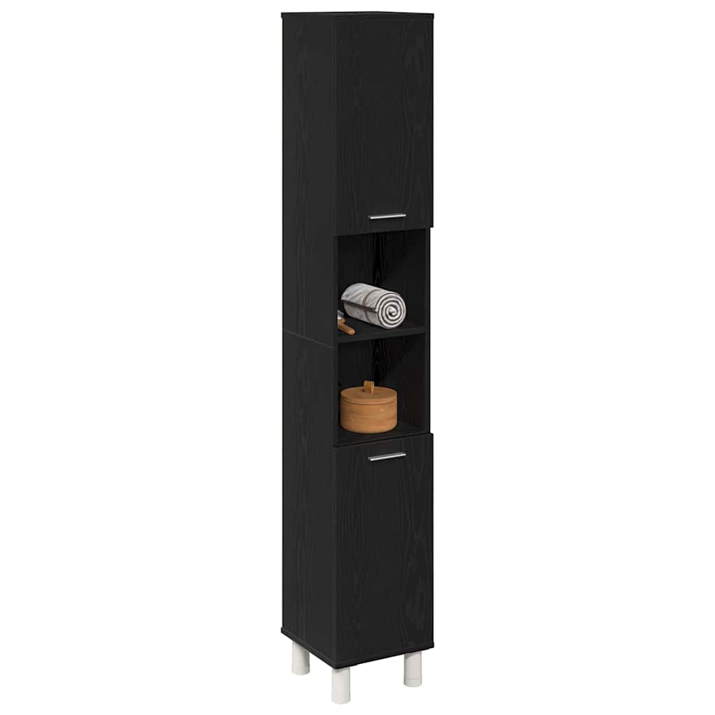 Gabinete de Baño con estante Roble Negro 30 x 30 x 179 cm