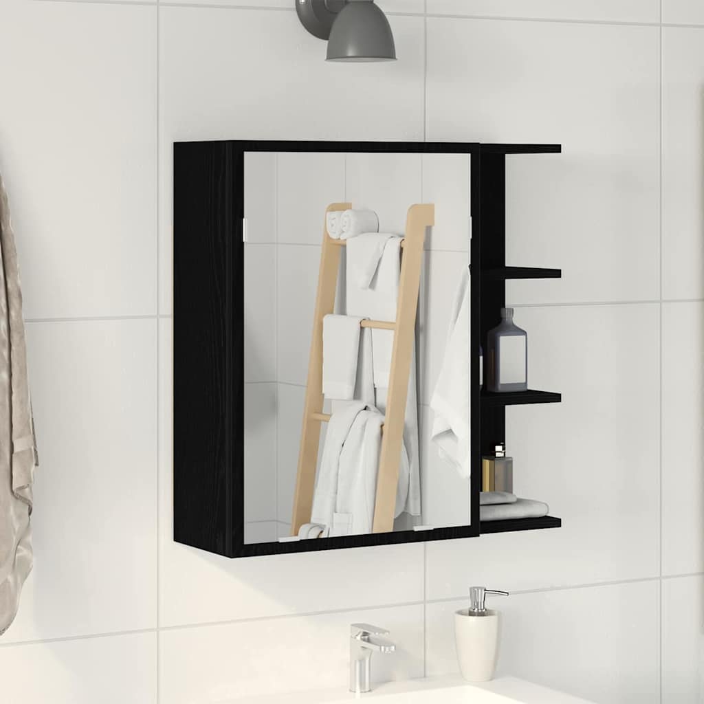 Armario con espejo de baño Roble Negro 62,5 x 20,5 x 64 cm