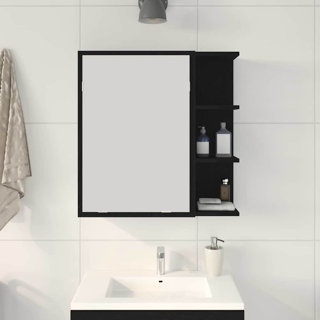 Armario con espejo de baño Roble Negro 62,5 x 20,5 x 64 cm