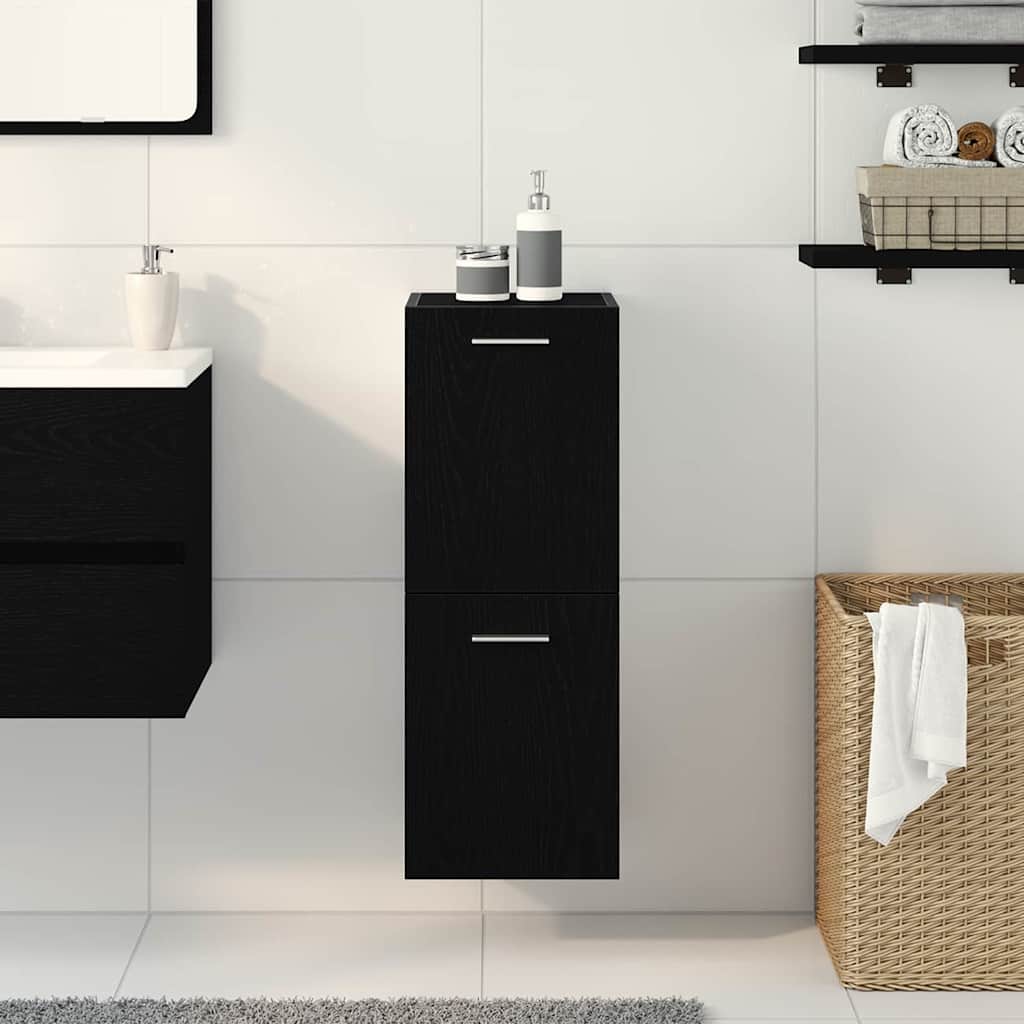 Gabinete de Baño con almacenamiento Roble Negro 30 x 30 x 80 cm
