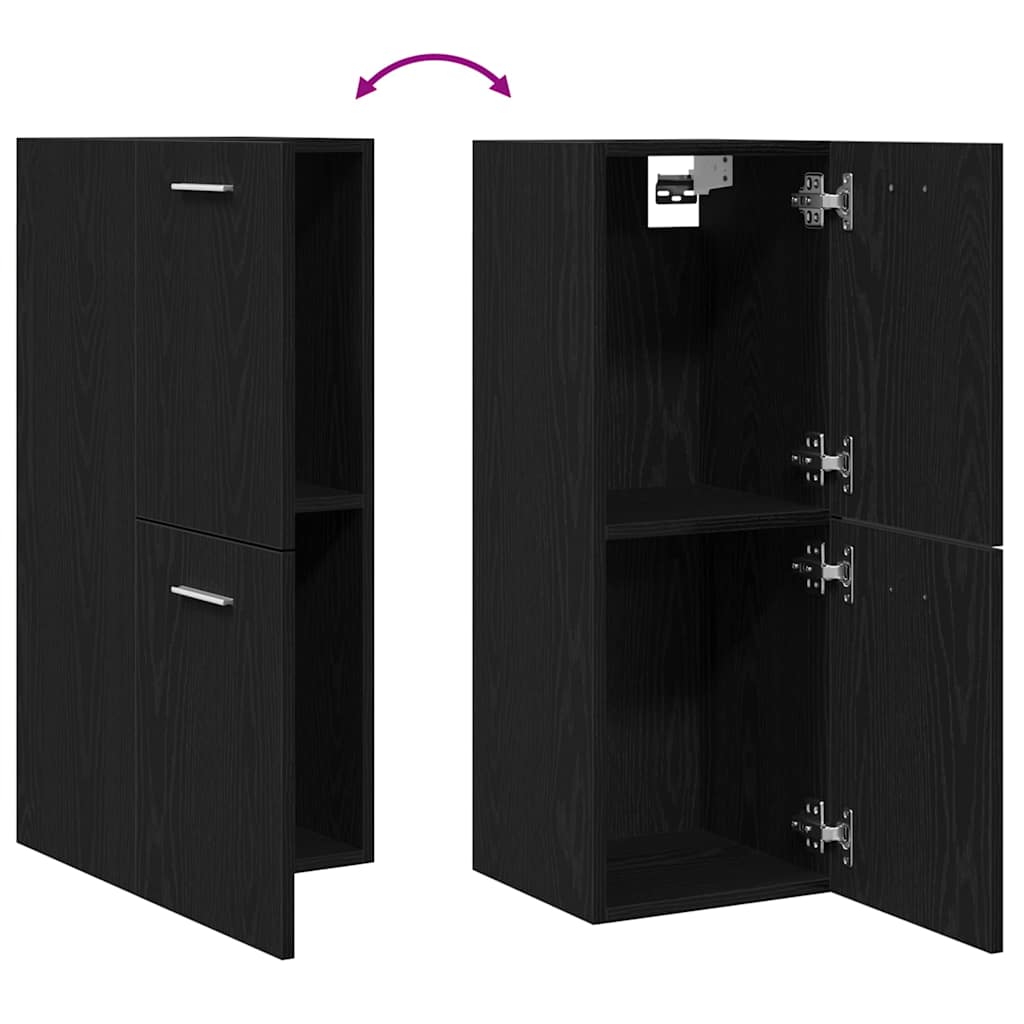 Gabinete de Baño con almacenamiento Roble Negro 30 x 30 x 80 cm
