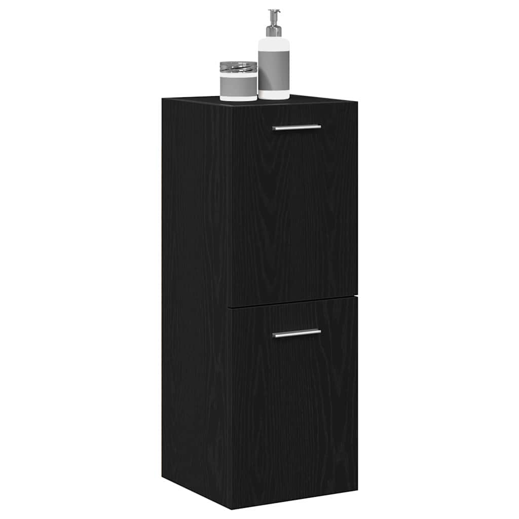 Gabinete de Baño con almacenamiento Roble Negro 30 x 30 x 80 cm