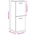 Gabinete de Baño con almacenamiento Roble Negro 30 x 30 x 80 cm