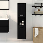 Gabinete de Baño con estante Roble Negro 30 x 30 x 130 cm