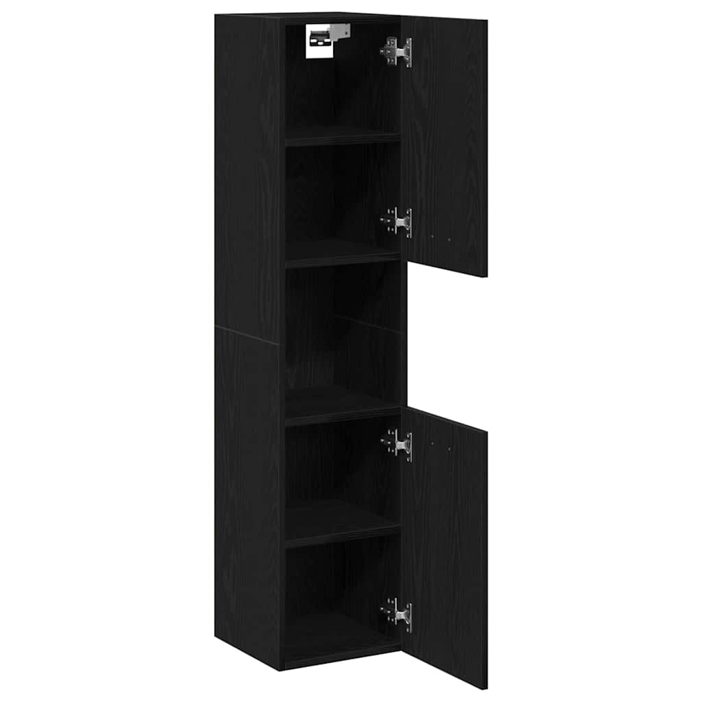 Gabinete de Baño con estante Roble Negro 30 x 30 x 130 cm