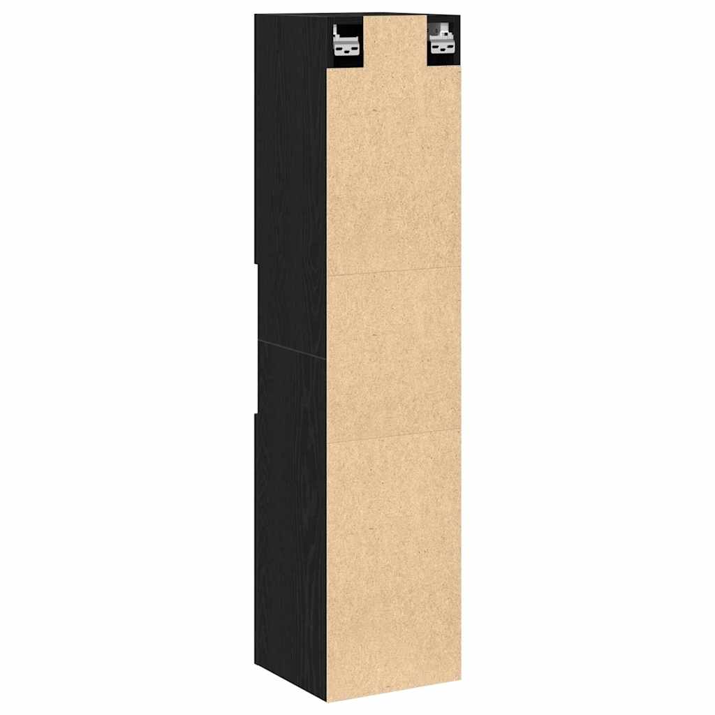 Gabinete de Baño con estante Roble Negro 30 x 30 x 130 cm