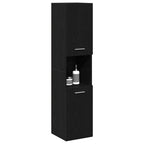 Gabinete de Baño con estante Roble Negro 30 x 30 x 130 cm