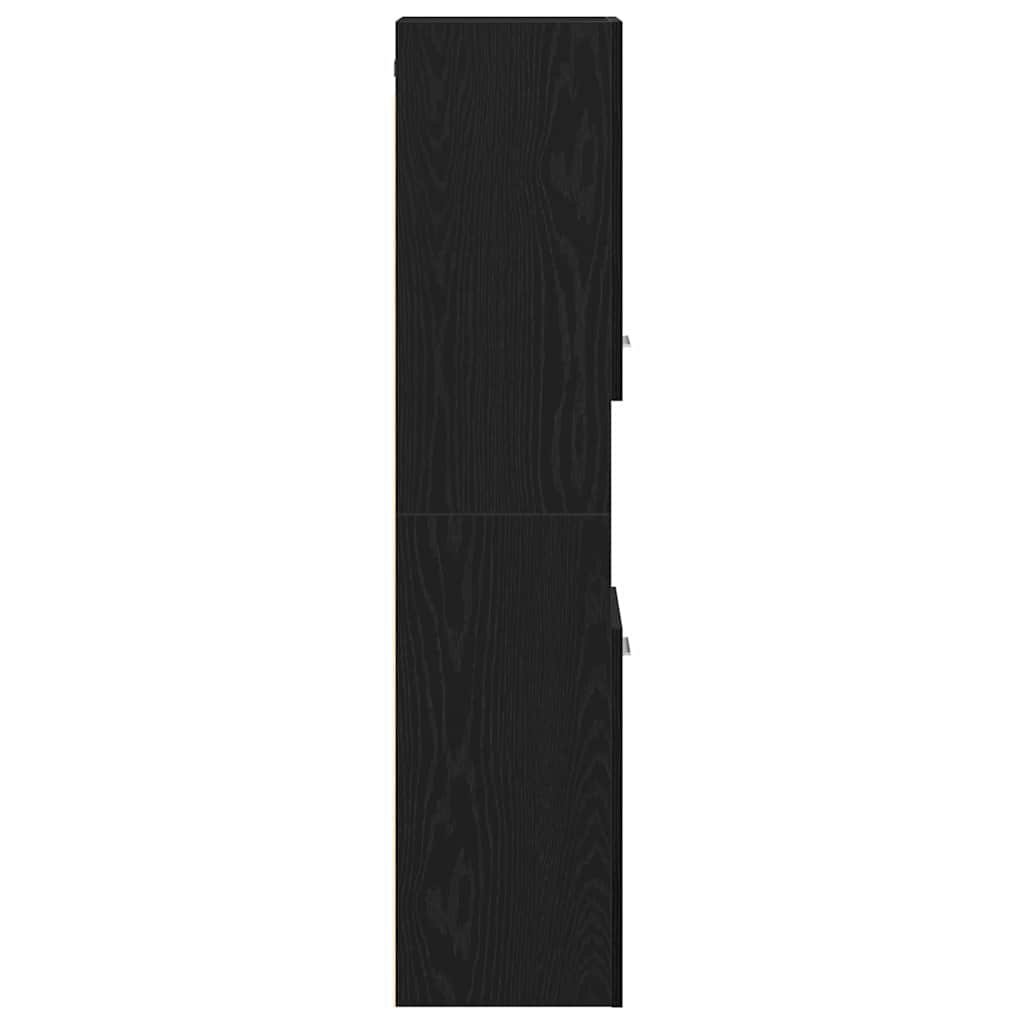 Gabinete de Baño con estante Roble Negro 30 x 30 x 130 cm