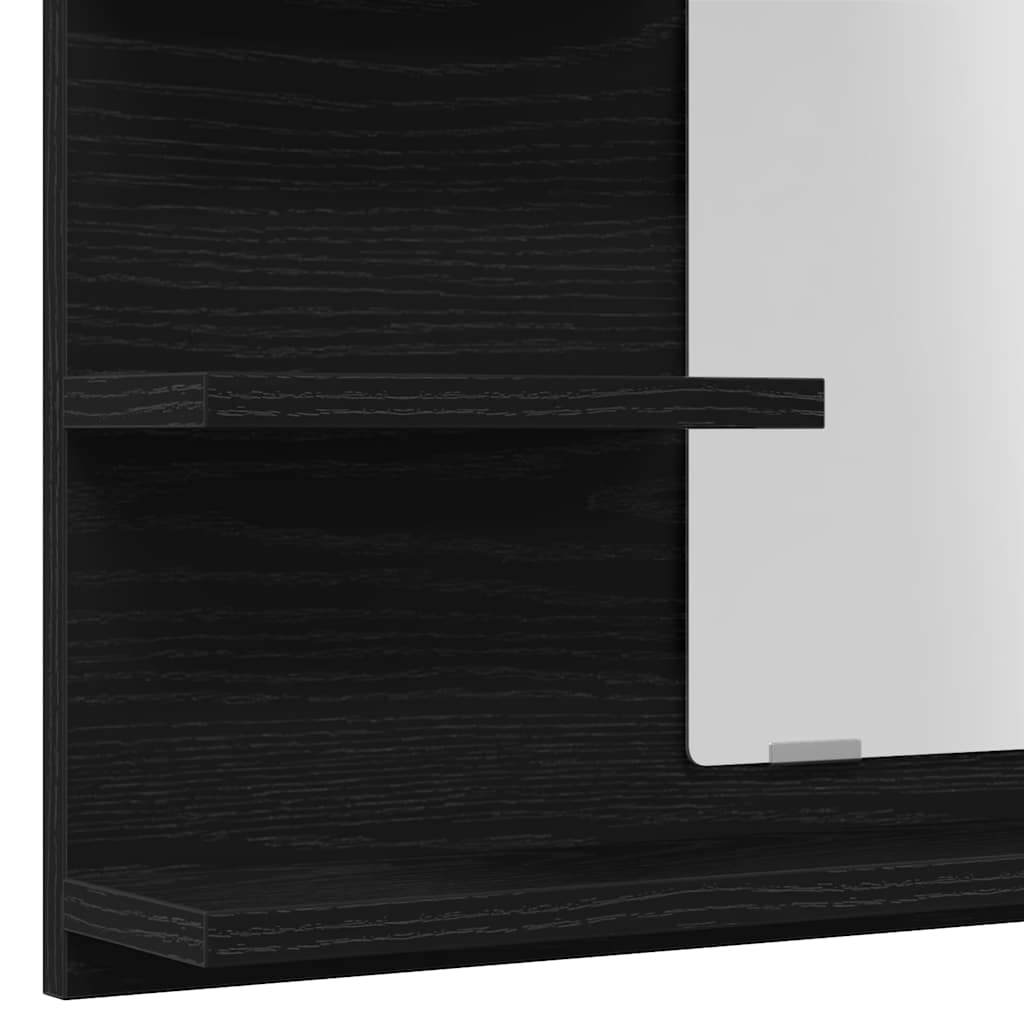 Espejo de baño de madera de roble negro 60x10,5x45 cm