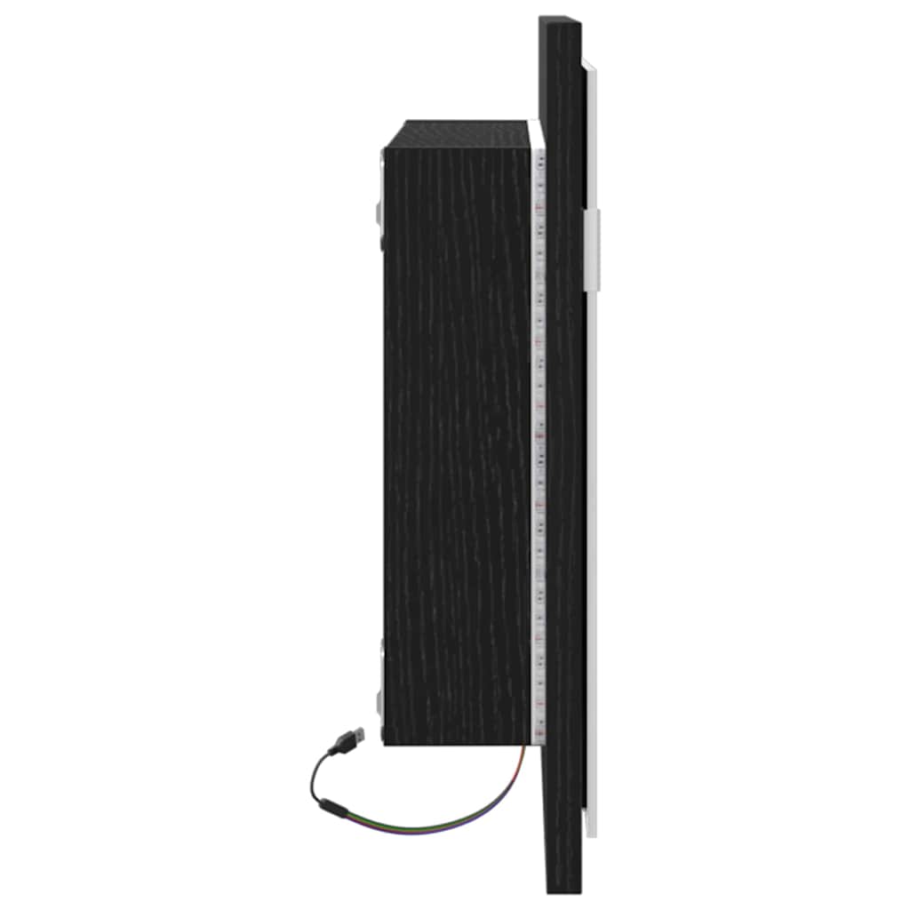 Espejo de baño con luces LED roble negro 60x8,5x37 cm