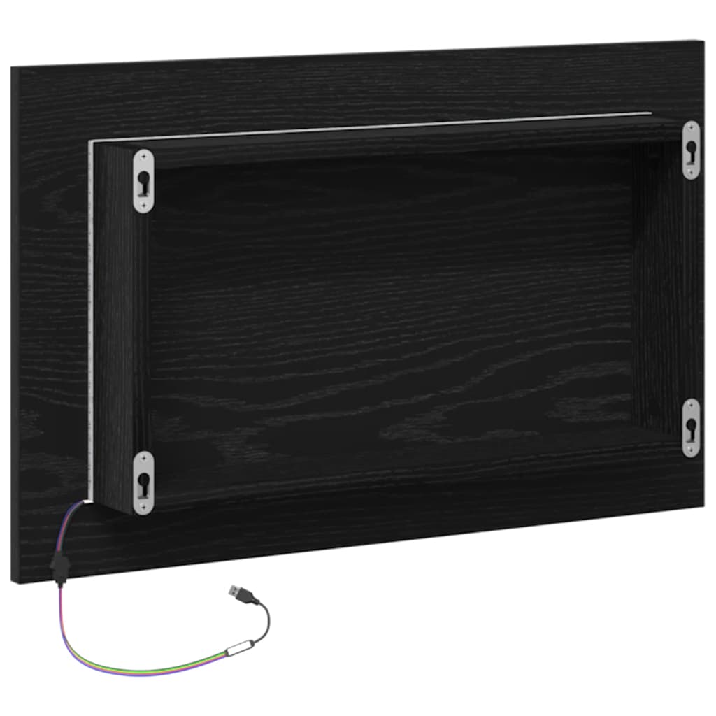 Espejo de baño con luces LED roble negro 60x8,5x37 cm