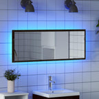 Espejo de baño LED Roble Negro 100 x 8,5 x 37 cm Cristal