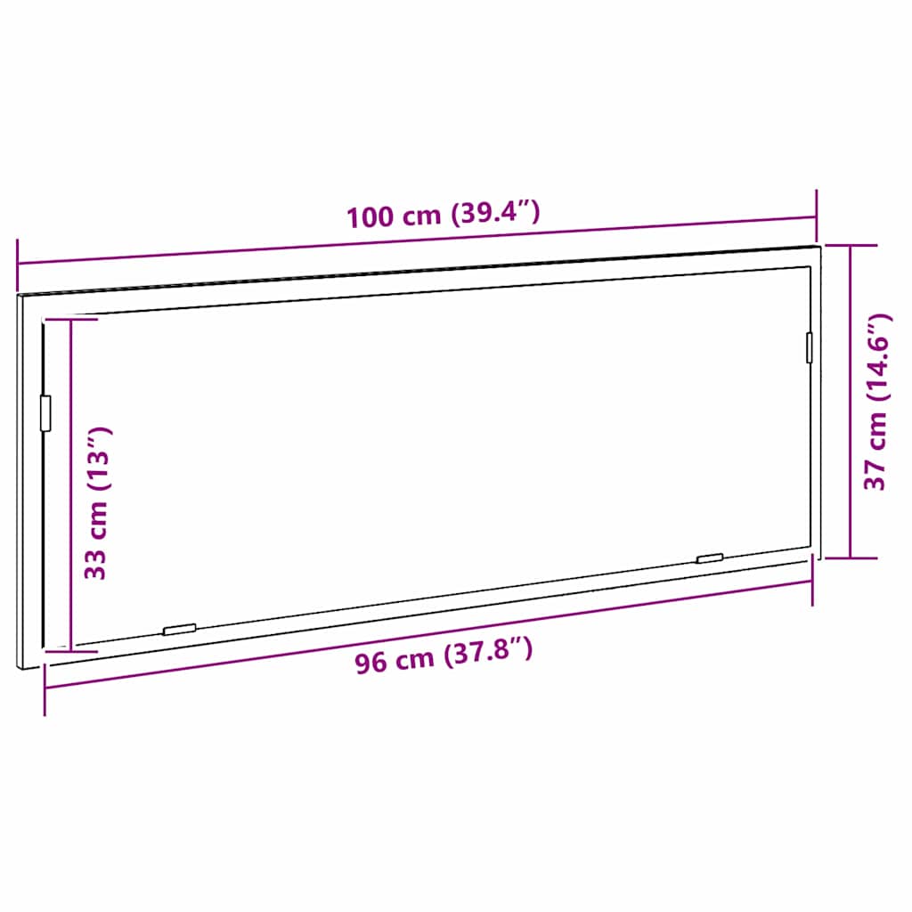 Espejo de baño LED Roble Negro 100 x 8,5 x 37 cm Cristal