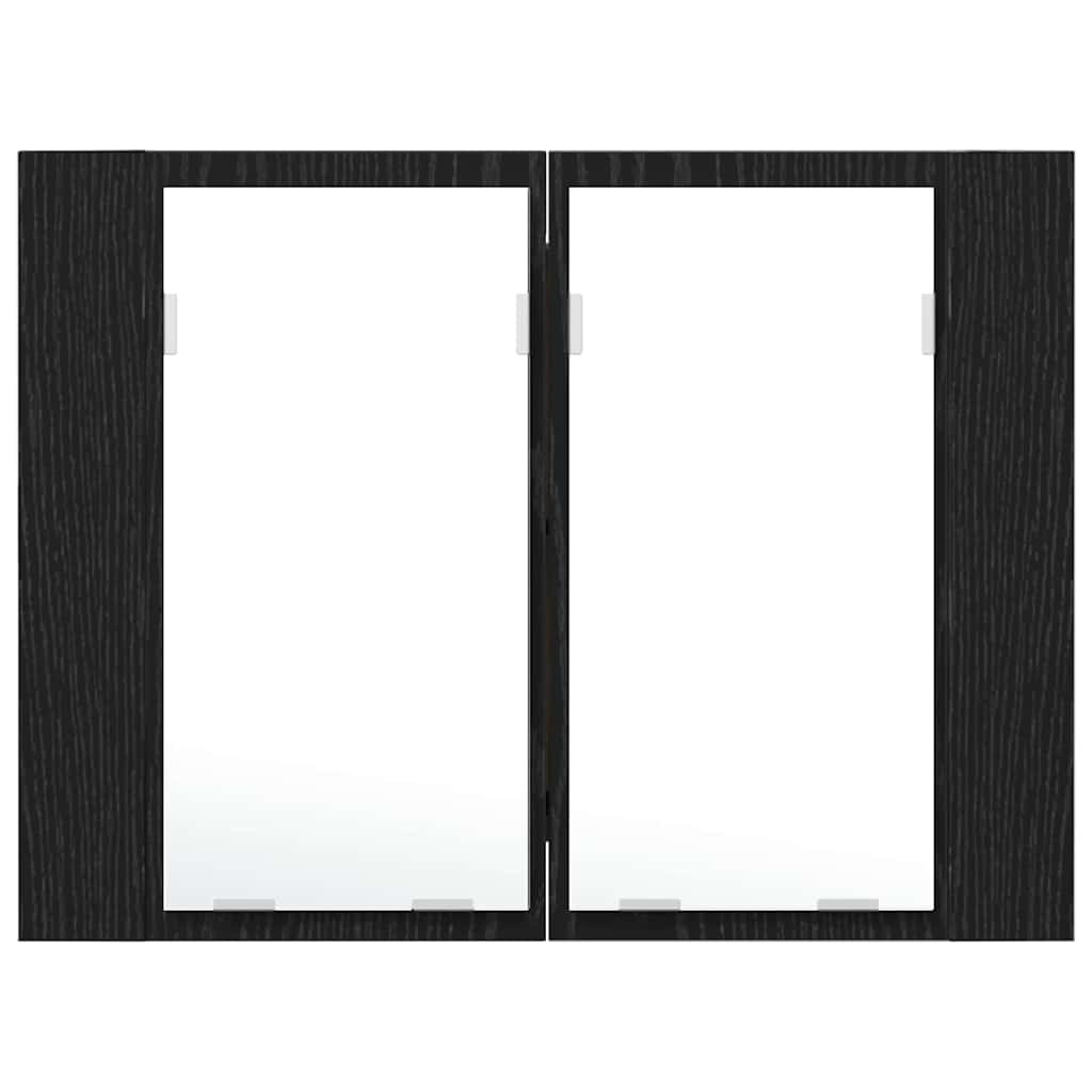 Armario con espejo de baño Roble Negro 60 x 12 x 45 cm