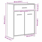 Gabinete de Baño con cajón Roble Negro 60 x 33 x 80 cm