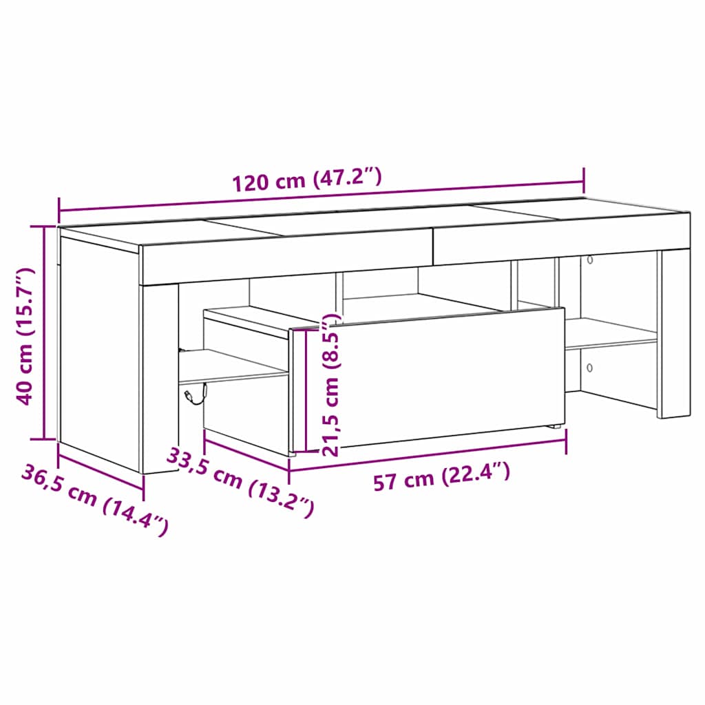Mueble de TV Roble Negro 120 x 35 x 40 cm Madera de ingeniería