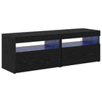 Mueble de TV con LED 2 pcs Roble Negro 60 x 35 x 40 cm
