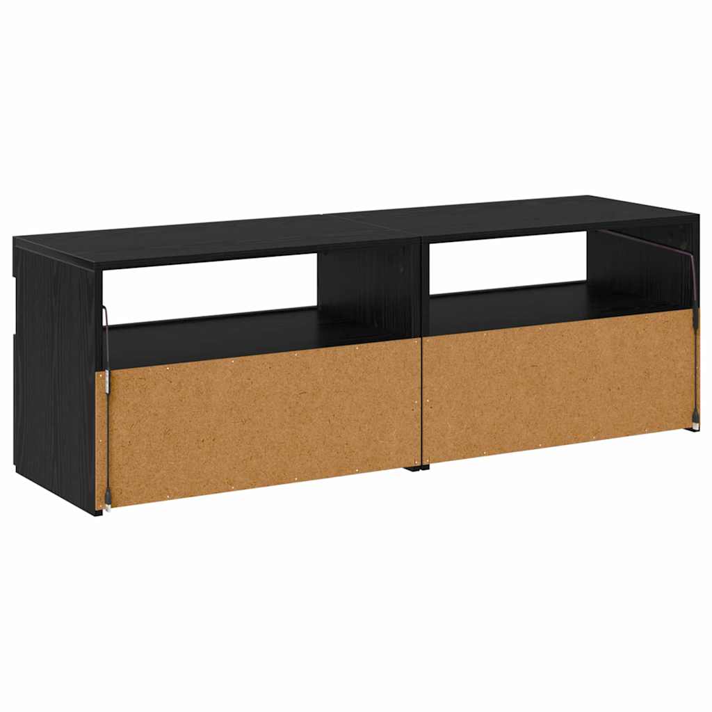 Mueble de TV con LED 2 pcs Roble Negro 60 x 35 x 40 cm