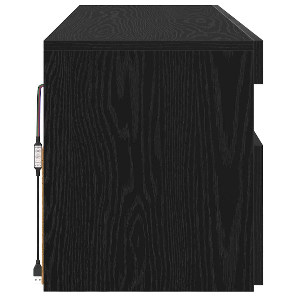 Mueble de TV con LED 2 pcs Roble Negro 60 x 35 x 40 cm