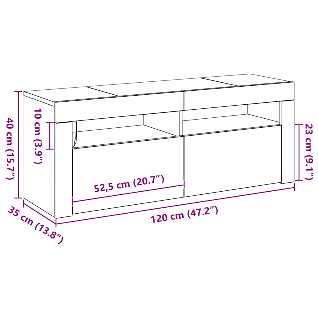 Mueble de TV Roble Negro 120 x 35 x 40 cm Madera de ingeniería
