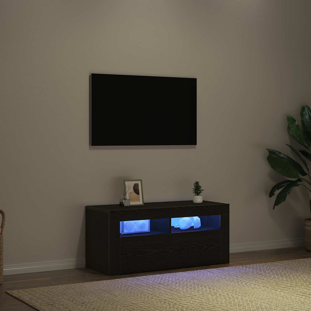 Mueble de TV Roble Negro 90 x 35 x 40 cm Madera de ingeniería
