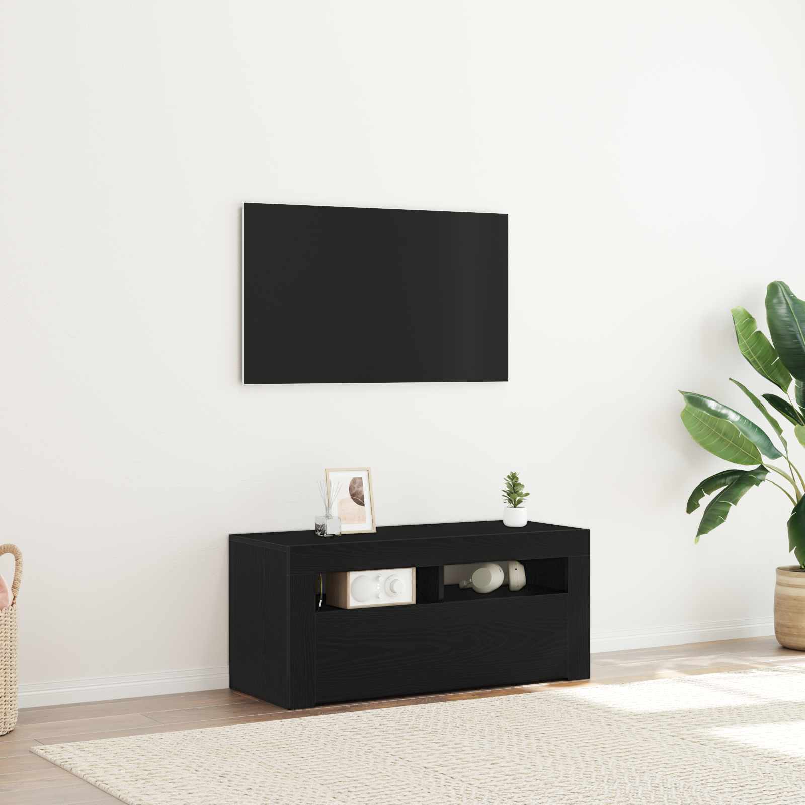 Mueble de TV Roble Negro 90 x 35 x 40 cm Madera de ingeniería