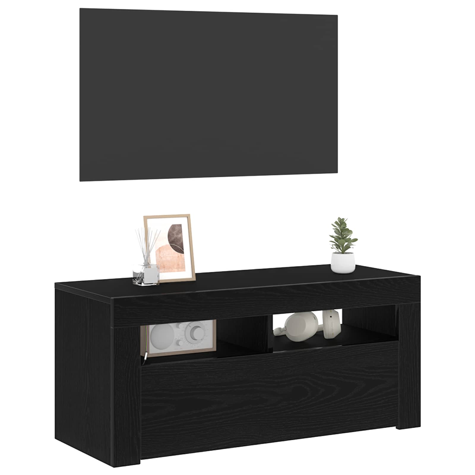 Mueble de TV Roble Negro 90 x 35 x 40 cm Madera de ingeniería