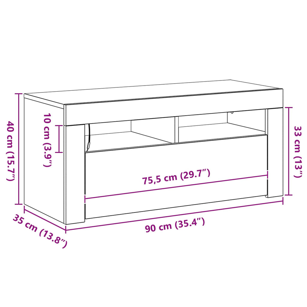 Mueble de TV Roble Negro 90 x 35 x 40 cm Madera de ingeniería