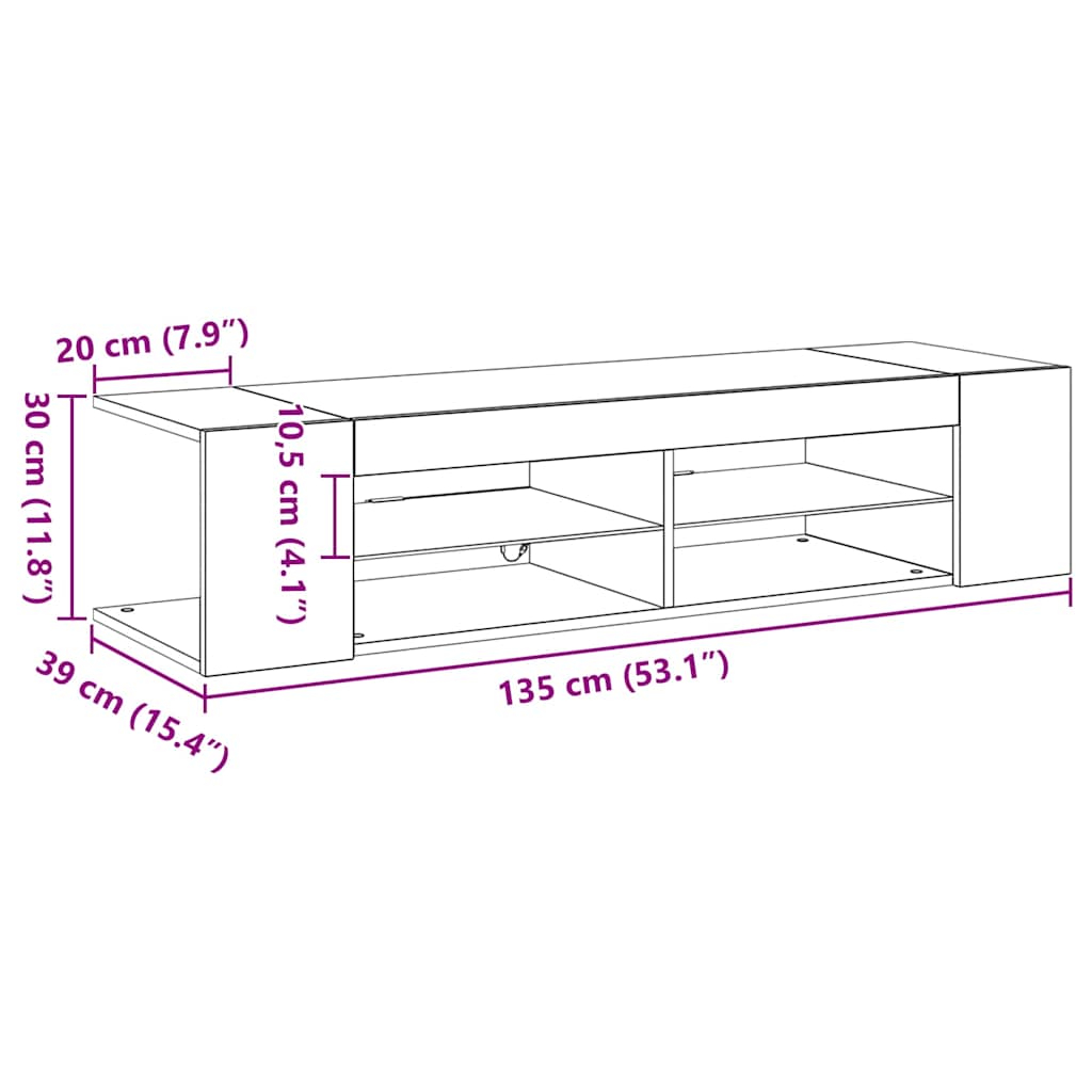 Mueble de TV Roble Negro 135 x 39 x 30 cm Madera de ingeniería