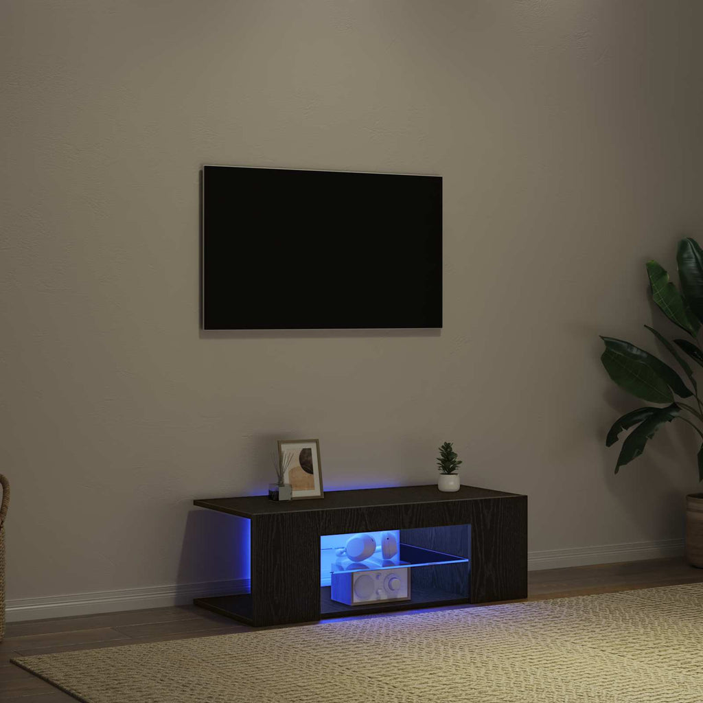 Mueble de TV Roble Negro 90 x 39 x 30 cm Madera de ingeniería