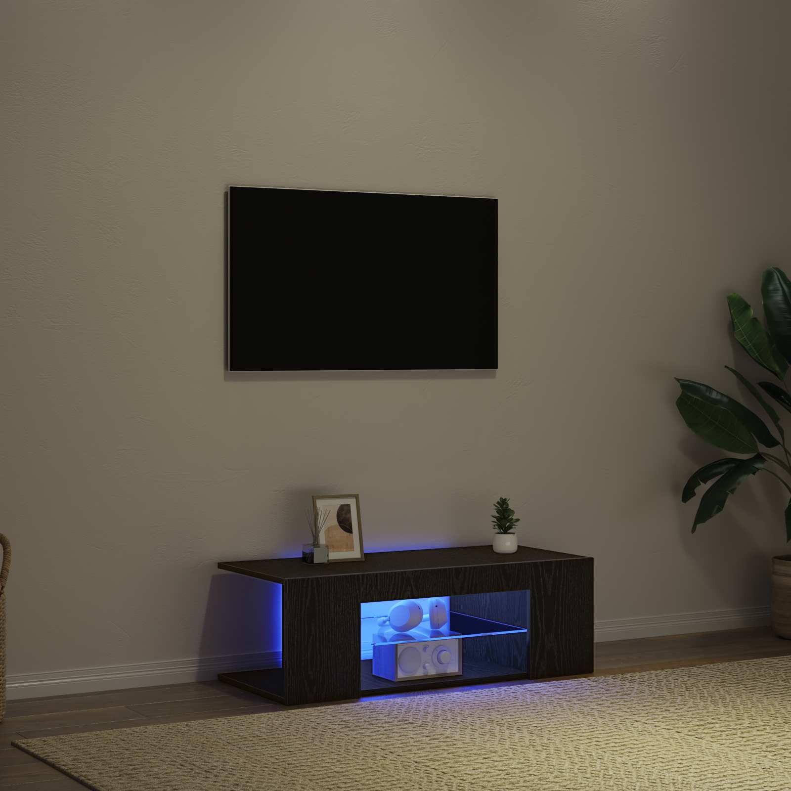 Mueble de TV Roble Negro 90 x 39 x 30 cm Madera de ingeniería