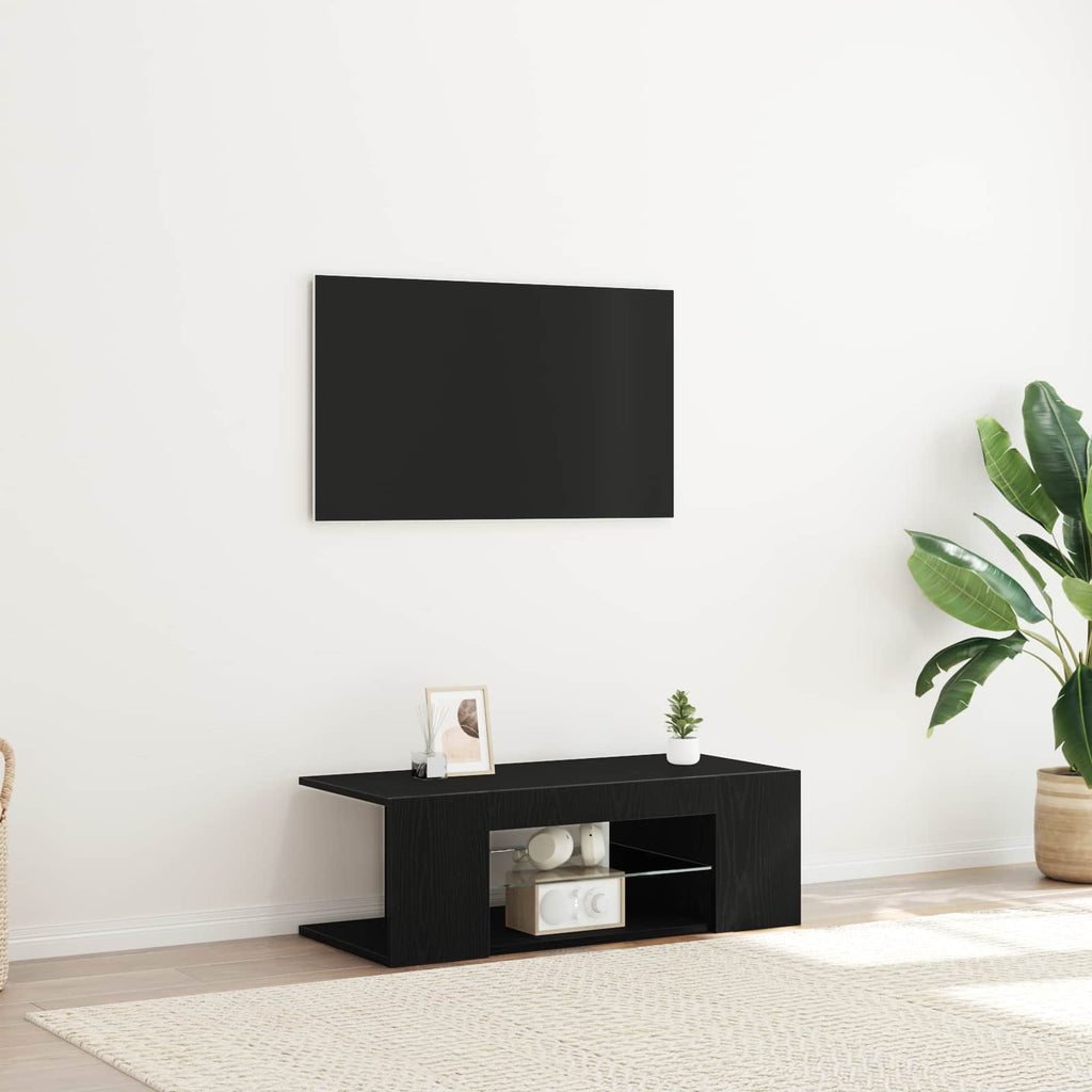 Mueble de TV Roble Negro 90 x 39 x 30 cm Madera de ingeniería