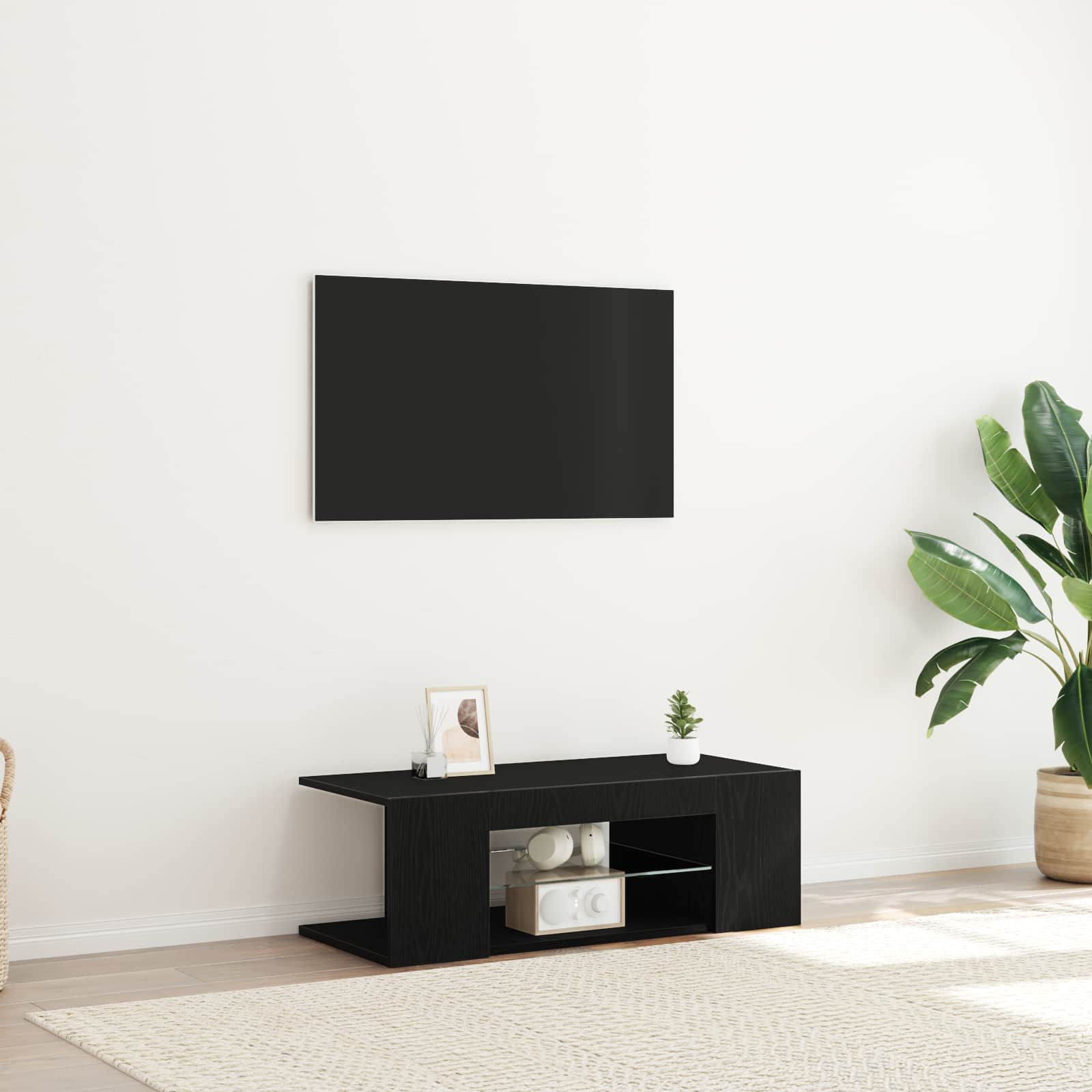 Mueble de TV Roble Negro 90 x 39 x 30 cm Madera de ingeniería