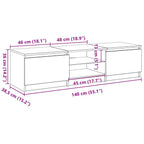 Gabinete de TV Roble Negro 140 x 38,5 x 36 cm