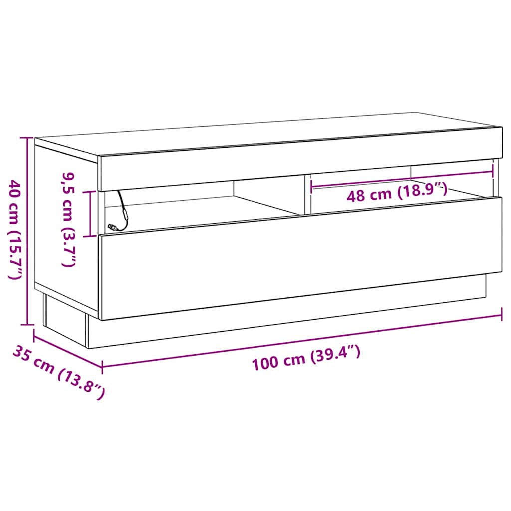 Mueble de TV Roble Negro 100 x 35 x 40 cm Madera de ingeniería