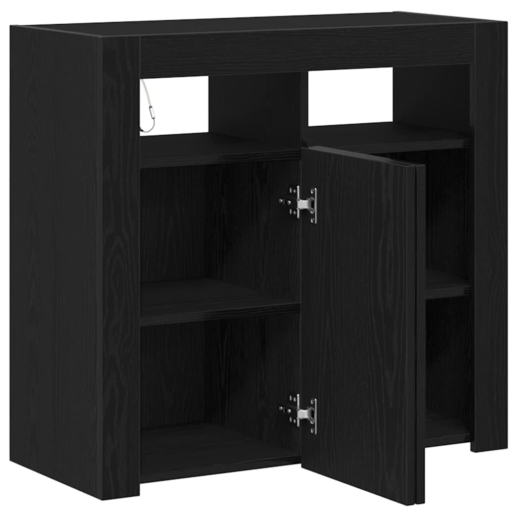 Aparador Roble Negro 80 x 35 x 75 cm Madera de ingeniería