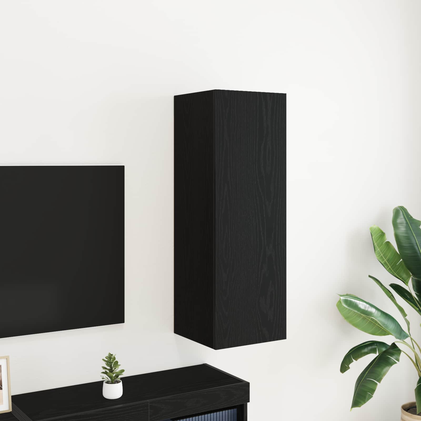 Mueble de TV de Pared 2 pcs Roble Negro 30,5 x 28,5 x 90 cm